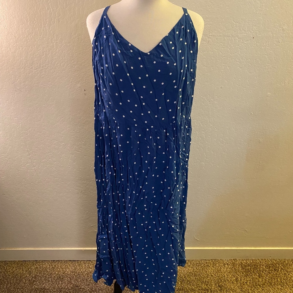 Old Navy Blue and White Polka Dot Midi Dress